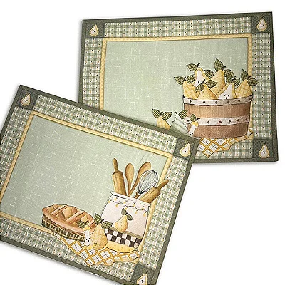 Jogo Americano Pêras - Painel Tecido Tricoline -Fuxicos e Fricotes-DiY