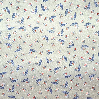 Raminhos de Frutas Vermelhas - Linho Misto - Costura Criativa - 50x150cm