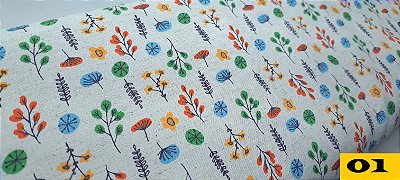 Dente de Leão. Floral. Linho+Alg. Ibi.(50x150cm)