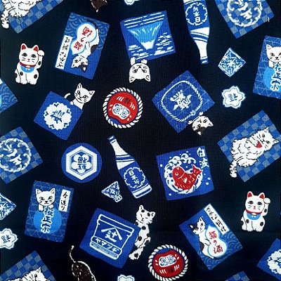 NekoDaruma. 100% Tricoline Alg.Japonês. (49x55cm)