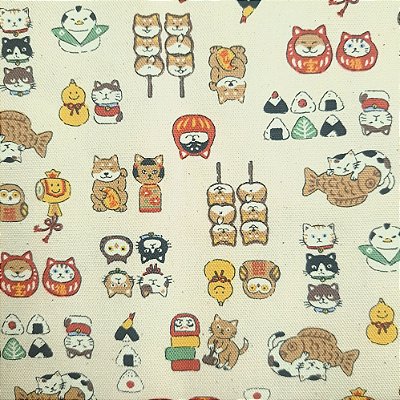 Cat Fish. Tricoline Encorpado 100% Algodão Japonês(49x55cm)