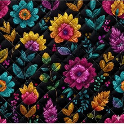 Flor Maravilha. Tecido Matelassado Fab. 50x140.