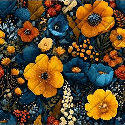 Flor Amarela. Tecido Matelassado Fab. 50x140.