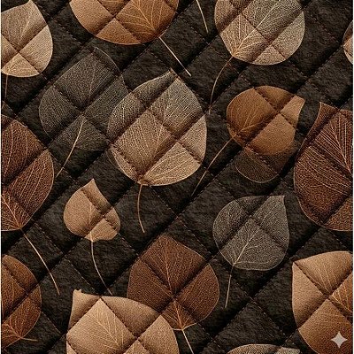 Folhas Marrom. Tecido Matelassado Fab. 50x140.