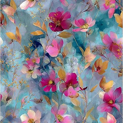 Flores Silvestres. Tecido Digital Fabricart 100% Algodão - 50x150cm