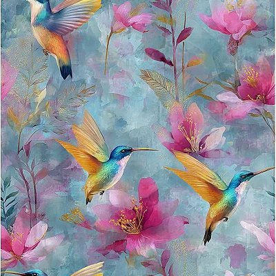 Beija Flor. Tecido Digital Fabricart 100% Algodão - 50x150cm