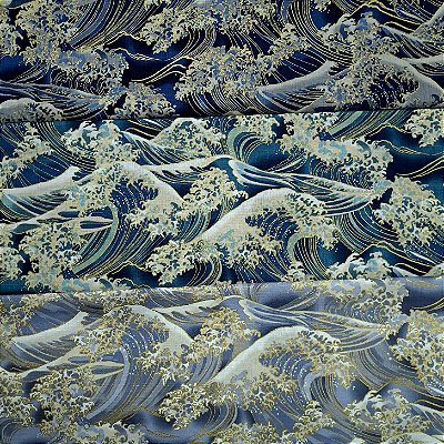 Big Waves. Douradinho 100% Algodão Encorpado Japonês(49x110cm)