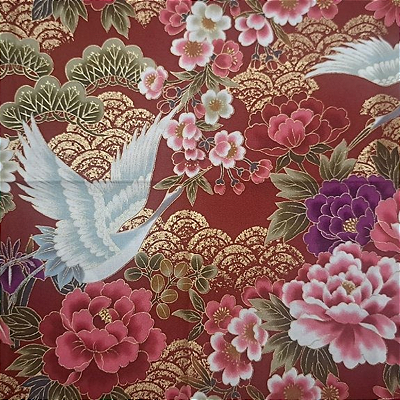 Tsuru on Waves JD4120. Tricoline 100% Alg.Japonês. (49x55cm)