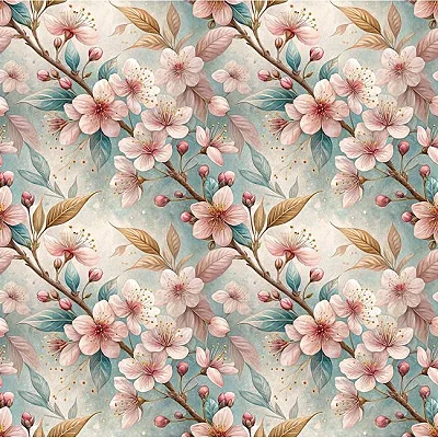 Big Sakura. Tecido Digital Fabricart 100% Algodão - 50x150cm