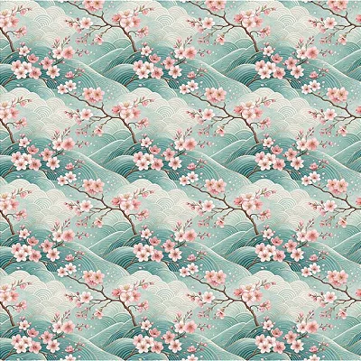 Sakura Tiffany. Tecido Digital Fabricart 100% Algodão - 50x150cm