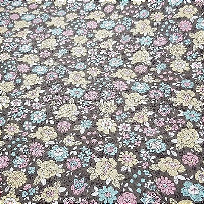 Brown Flower. Tecido em Algodão+Linho. TI008 (50x110cm)