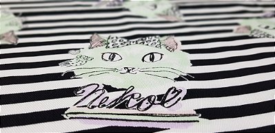 Neko in Love. Linho+Algodão Japonês. JV00006 (50x55cm)