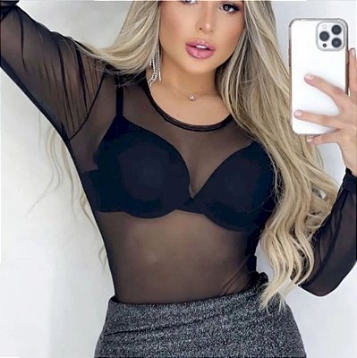 Body tulê Preto
