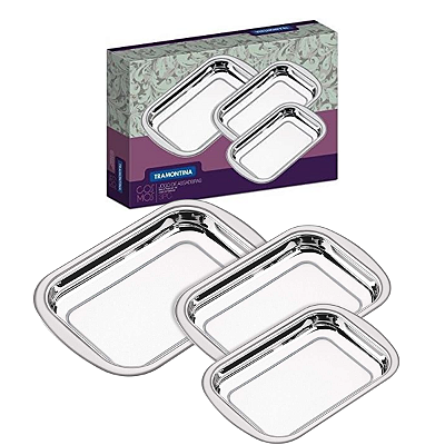 Jogo De Assadeira 3 Peças Cosmos Inox Tramontina