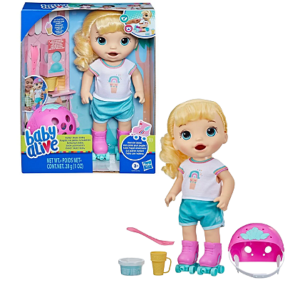 Boneca Baby Alive Roller Skate Bebê Patinadora Loira Hasbro