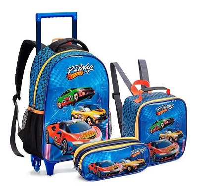 Kit Mochila Rodas + Lancheira + Estojo Racing Team Seanite