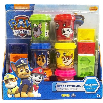 Kit Massinha Patrulha Canina 6 Potes + Moldes Ki Massa 1371 Sunny