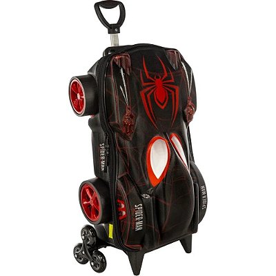 Mochila Rodinha Tripla Homem Aranha Miles Morales 3d Maxtoy