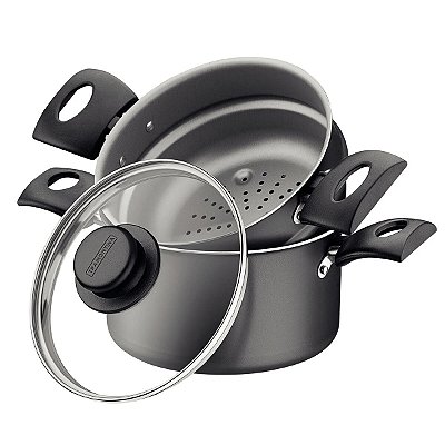 Cuscuzeira Turim 16cm 1,8l Antiaderente Tramontina Chumbo