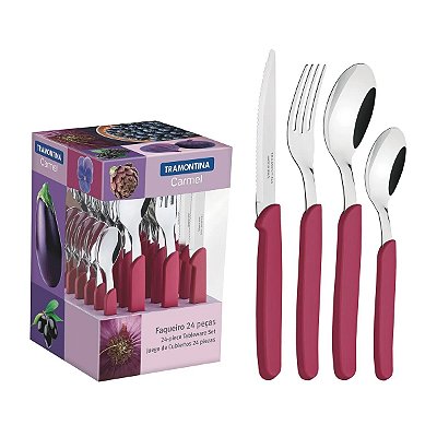 Talheres 24 Peças Carmel Purpura Medio Aço Inox Tramontina