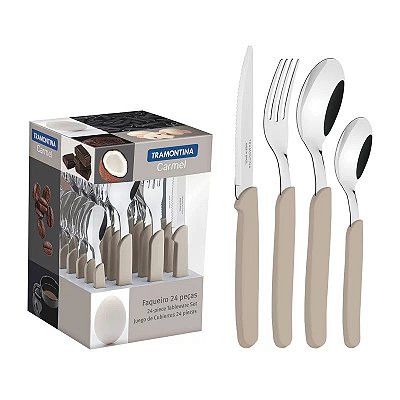 Talheres 24 Peças Carmel Natural Medio Aço Inox Tramontina