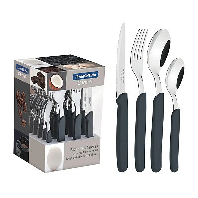 Talheres 24 Peças Carmel Natural Escuro Aço Inox Tramontina