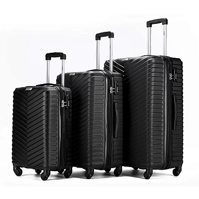 Kit de Malas Filadelfia Preto Isiway P M G 4 Rodas 360º