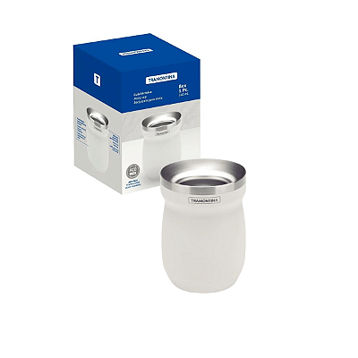 Cuia Térmica Tramontina Branca 240 Ml Em Aço Inox