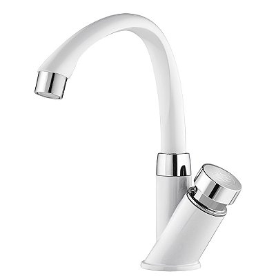 Torneira Lavatório De Mesa Tigre Automática Branco/cromado