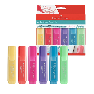 Marca Texto Faber-Castell Textliner Pastel 6 Cores