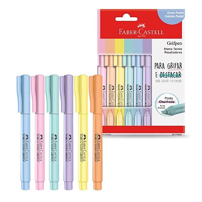Marca Texto Faber-Castell 6 Cores Pastel Grifpen