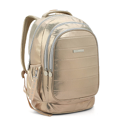 Mochila Feminina Jumbo Metalizada Dourada Seanite