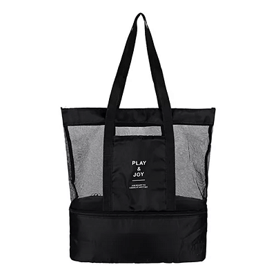 Bolsa de Praia de Rede com Compartimento Térmico Preta