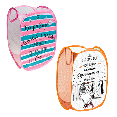 Cesto Multiuso Telado com Frases 30x30cm