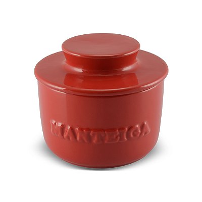 Manteigueira Francesa de Cerâmica 250gr Vermelho Ceraflame