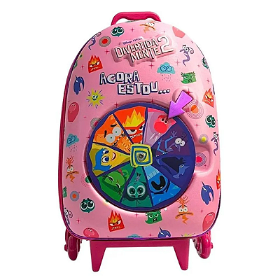 Mochila Rodinha Tripla Divertidamente Roleta Rosa 3d Maxtoy