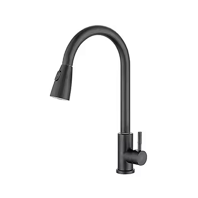 Torneira Extensível Monocomando Mesa Aço Inox Preta
