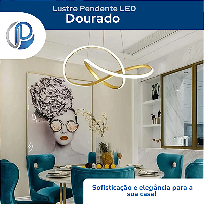 Lustre Pendente de Led Dourado