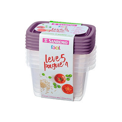 Conj. 5 Potes Plastico 580ML Sanremo