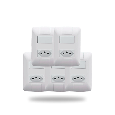 Kit 5 Interruptor e Tomada 10A 250V Branco Tramontina
