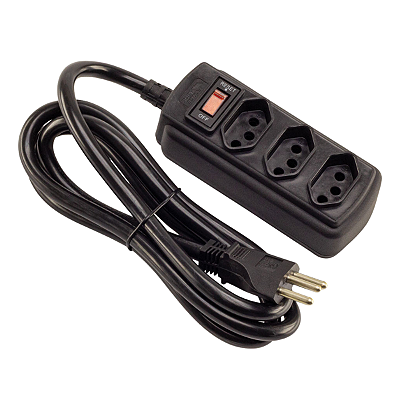 Filtro de Linha 3 Tomadas 1,5m 20A Bivolt Preto Force Line
