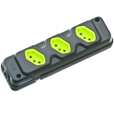 Tomada em Barra Robust 3T 20A Preto/Verde Fiolux