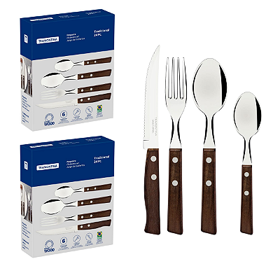 Kit com 2 Faqueiros 24 Peças Tradicional Tramontina