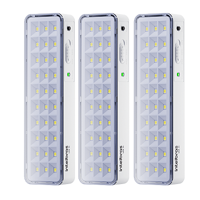 Kit com 3 Luminárias de Emergência LEA 31 Autônoma 30 LEDs