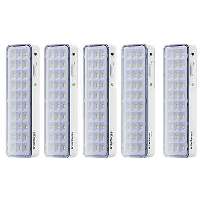 Kit com 5 Luminárias de Emergência LEA 31 Autônoma 30 LEDs