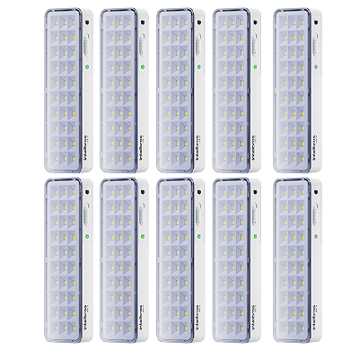 Kit com 10 Luminárias de Emergência LEA 31 Autônoma 30 LEDs
