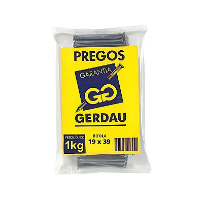 Prego Polido com Cabeça 19x39-3.1/2x9 1kg Gerdau