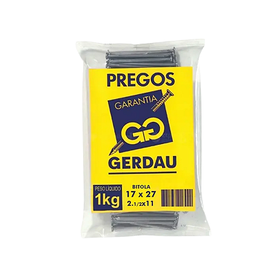 Prego Polido com Cabeça 17x27-2.1/2x11 1kg Gerdau