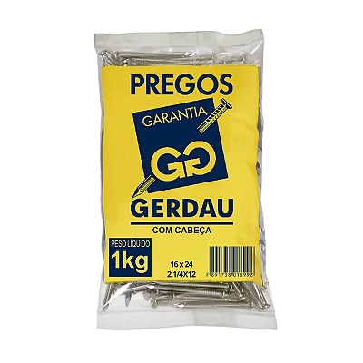 Prego Polido com Cabeça 16x24-2.1/4x12 1kg Gerdau