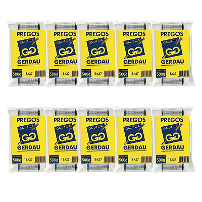 Kit com 10 Pacotes de Prego Telheiro GLV 18x27 Gerdau